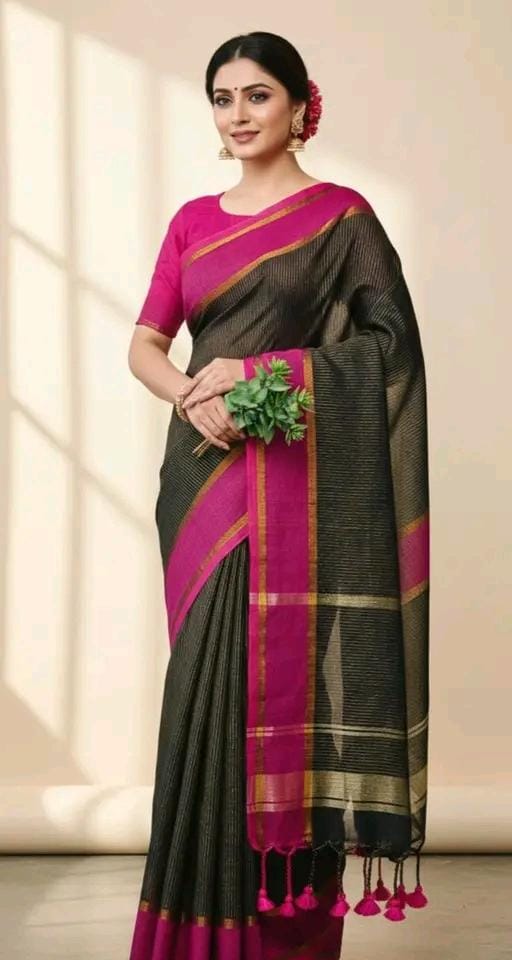 Zari check saree