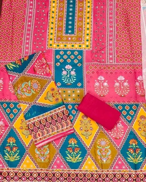 Women's red digital printed crepe with mirror work salwar suit