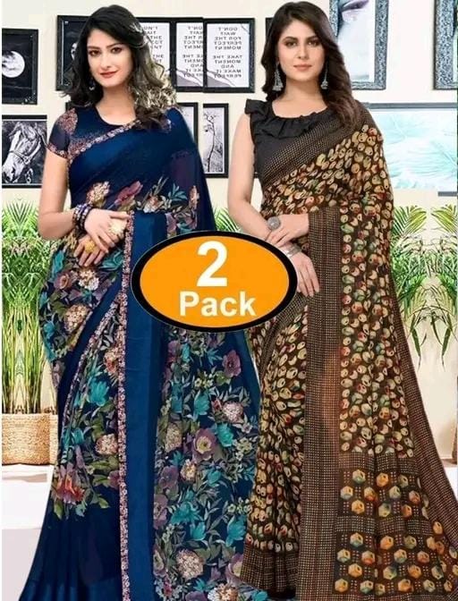 Pack of -2best daily wear georgette printed saree