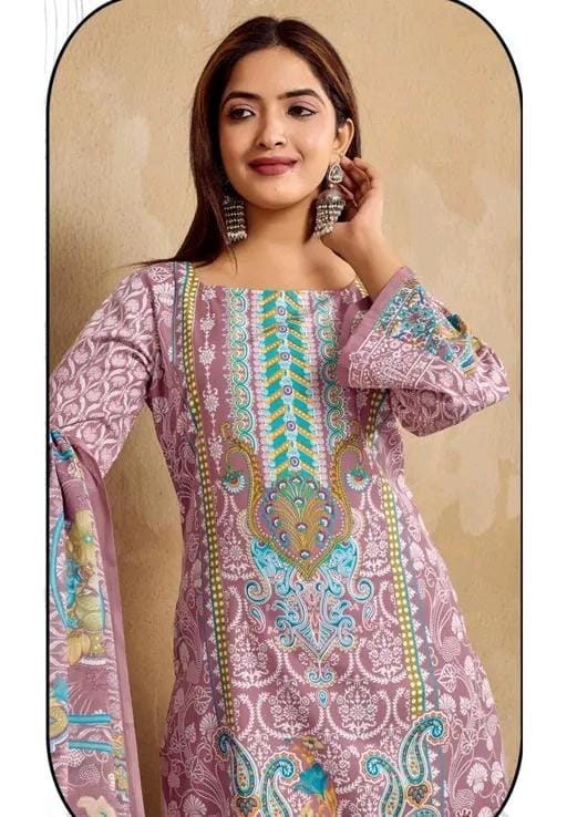 New printed suit with floral design pure cotton