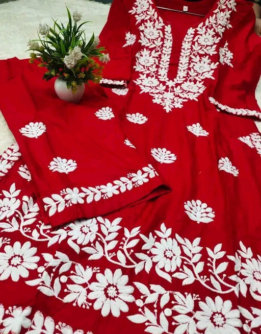 Chikankari kurti and plazoo