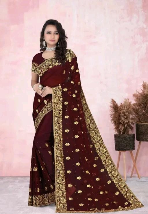 Heavy work with full diamond (stone)handwork saree