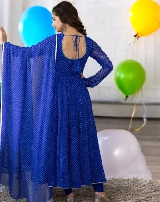 Women fancy georgette akarkali gown with dupatta