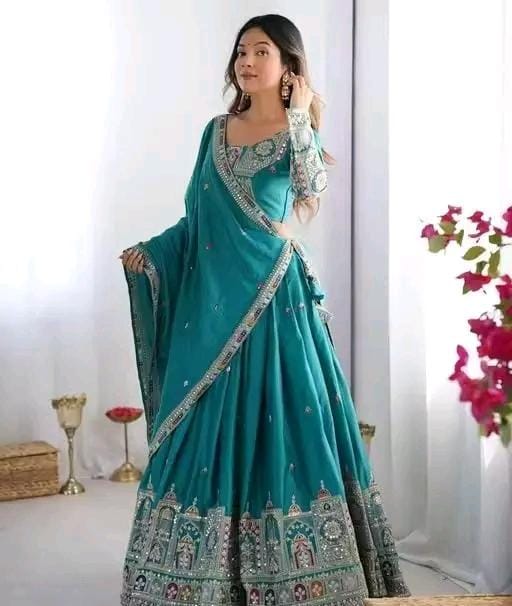 Wedding wear chaniya choli erfect for navratri for peach colour
