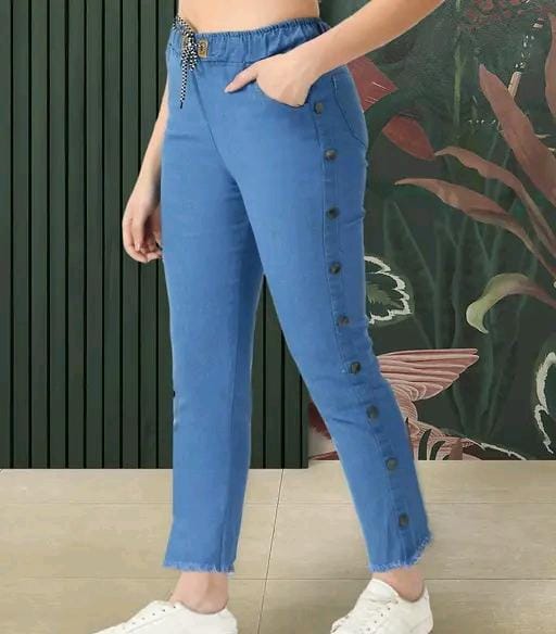 Denim side buttoned jeans