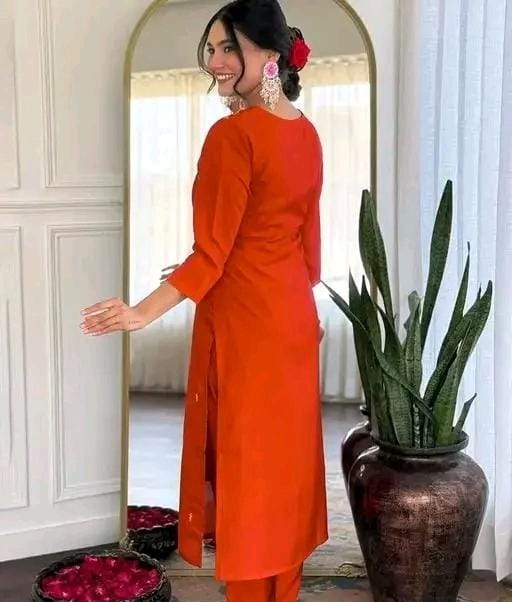 Women fancy cotton kurta set with dupatta