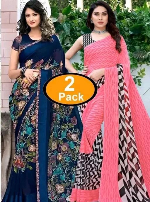 Pack of -2best daily wear georgette printed saree
