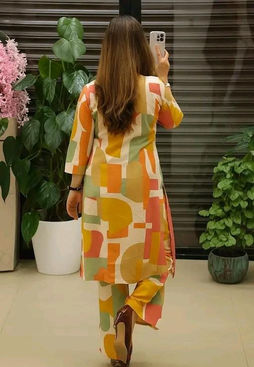 Women fancy kurti with bottom wear