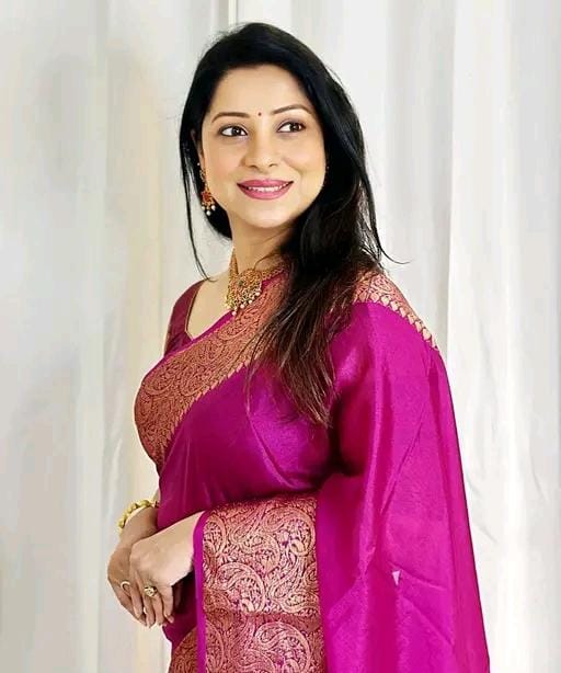 Royal banarasi soft semi silk saree with blouse piece for womens