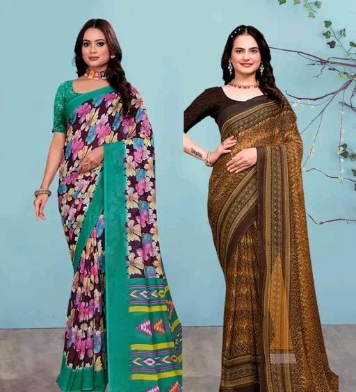 Fancy georgette printed saree for women
