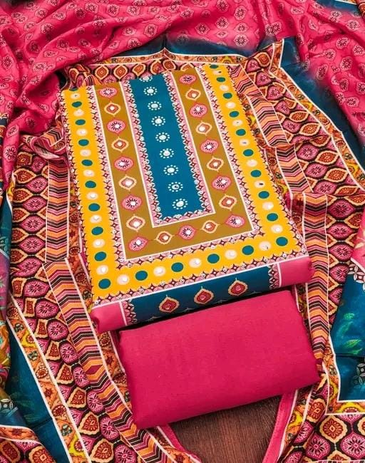 Women's red digital printed crepe with mirror work salwar suit