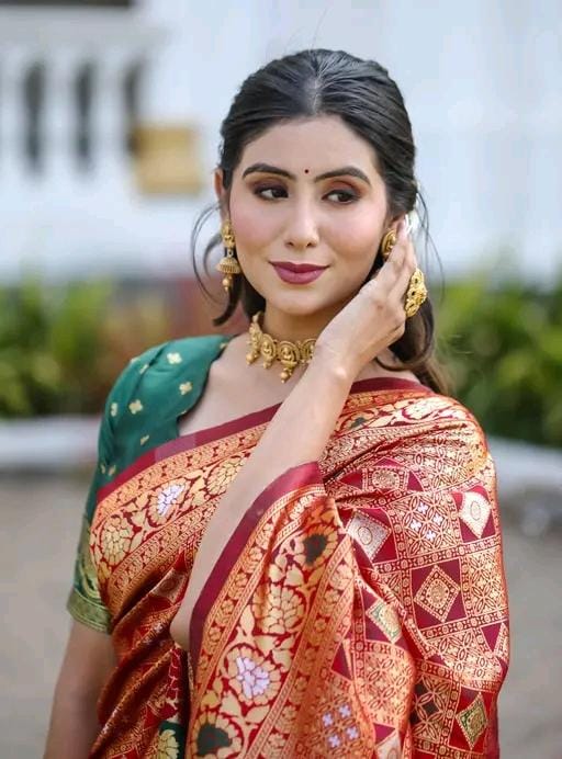 Fancy women cotton silk saree with blouse
