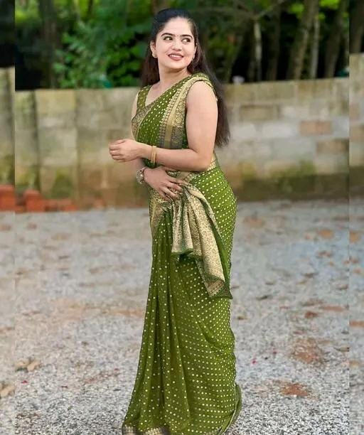 Designer jacquard saree with golden zari blouse