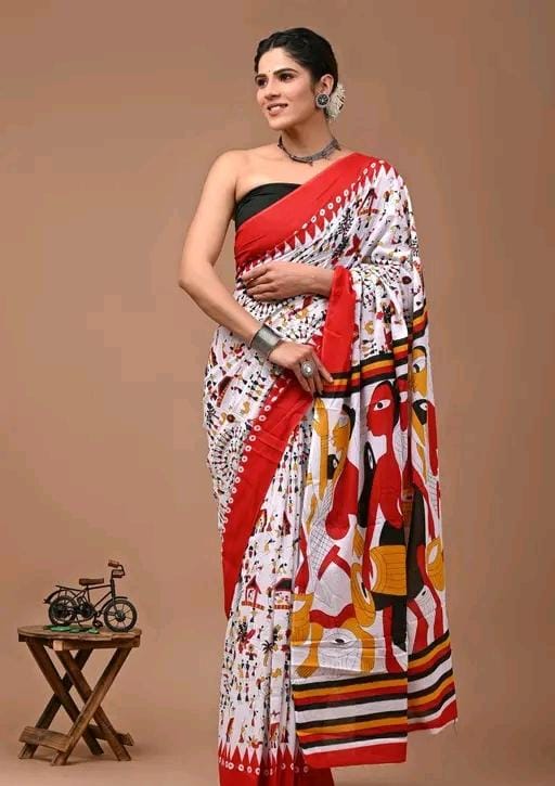 Women jaipuri printed cotten saree