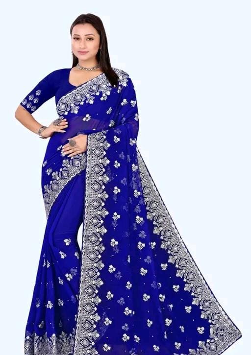 Heavy work fancy saree with full (stone) hardwork saree