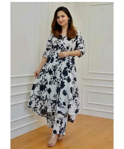 Women fancy kurti with bottomwear