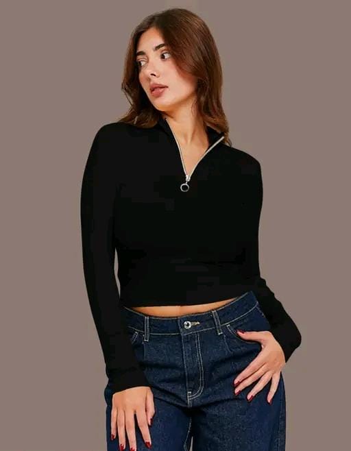 Casual polyester ribbed blend round neck full sleeves stylish