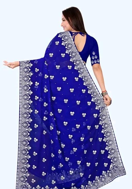 Heavy work fancy saree with full (stone) hardwork saree