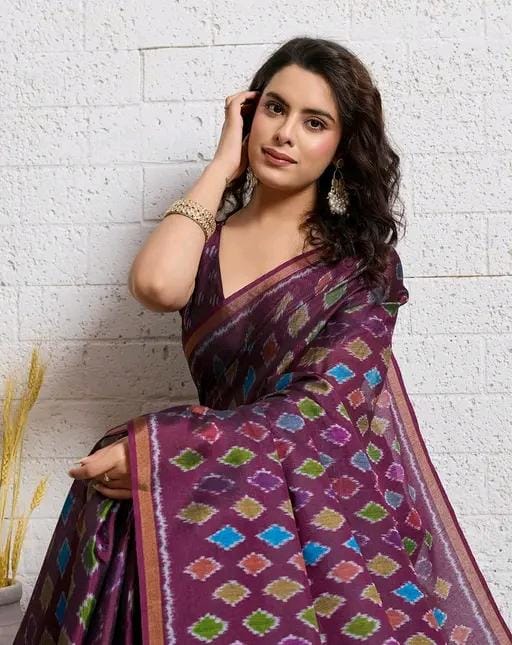 Miwa nevy woven printed art silk saree for women