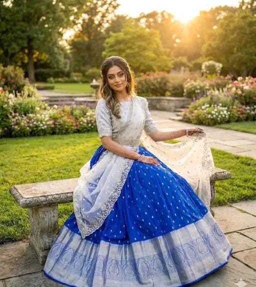 Kanjiveram silk zari lehenga with blouse and net dupatta