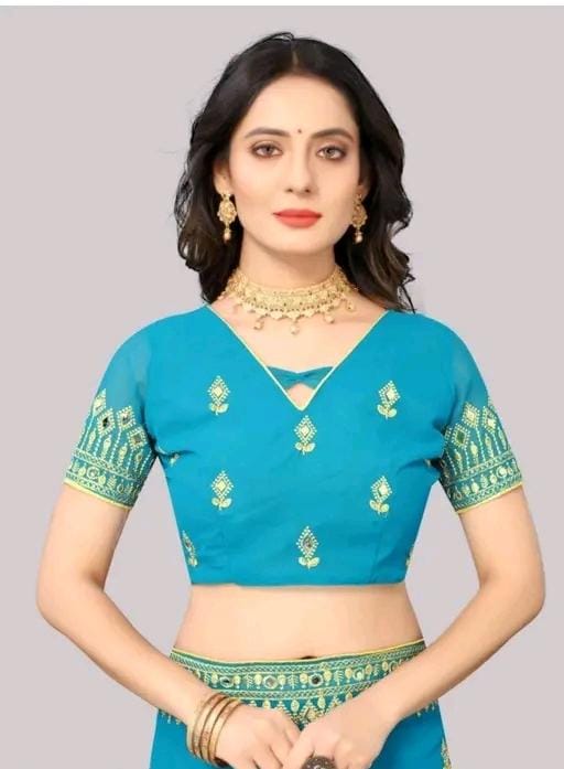 Embroidery mirror saree