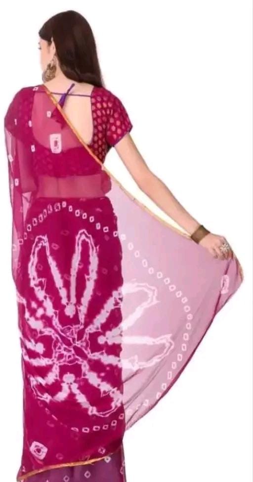 Fashions chiffo  bandhani printed saree with blouse