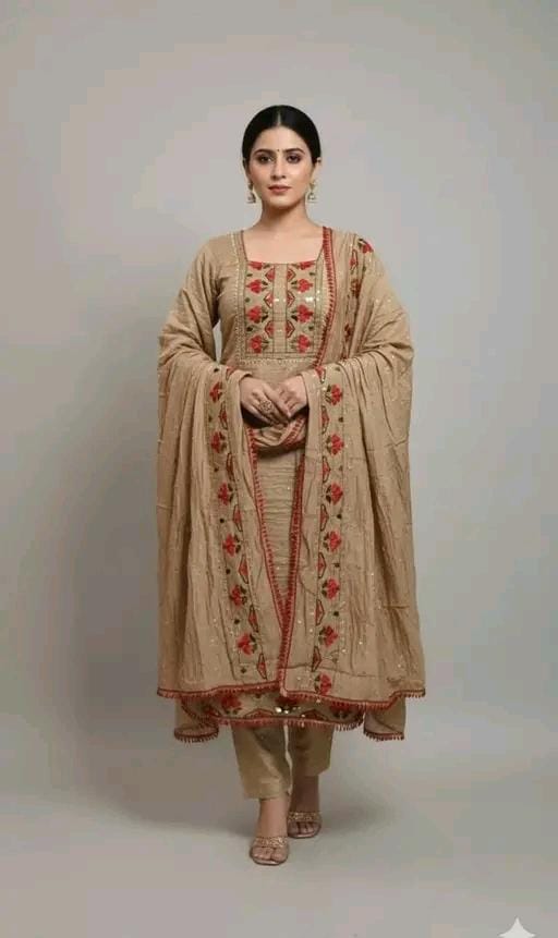Cotton chanderi silk gota patti suit for women