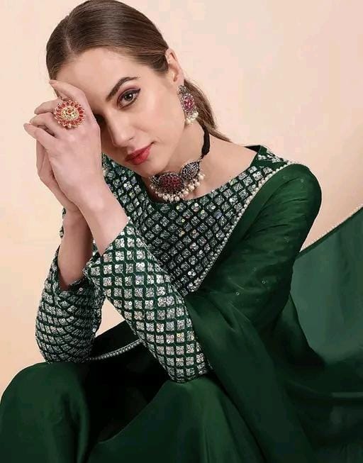 Trendy satin silk fabric saree with embroideryvpattern blouse