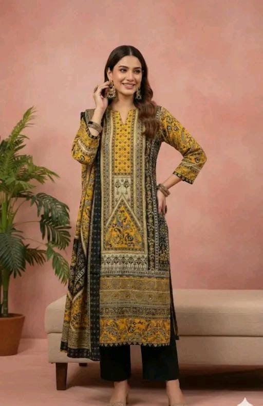 Women's red and black printed cotton suit