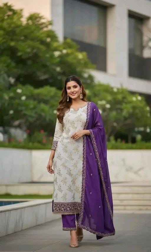 Lavza women classic jeorgette frock plazzo set suit
