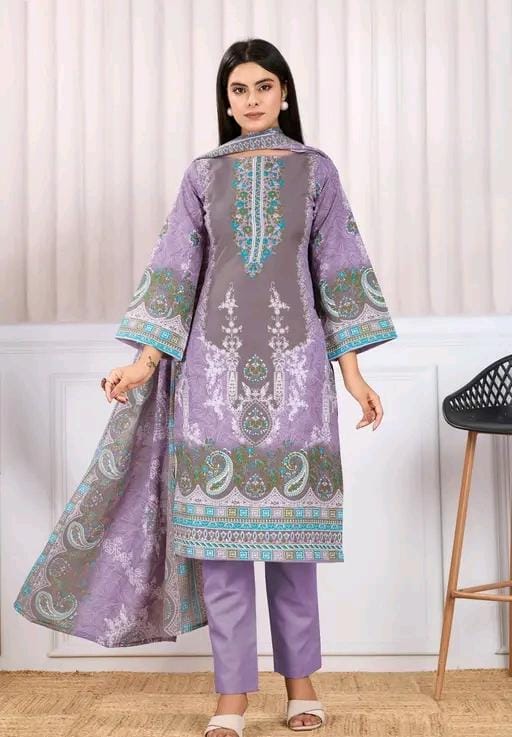 Ranisati's women's cambric suit set digital print kurta with dupatta