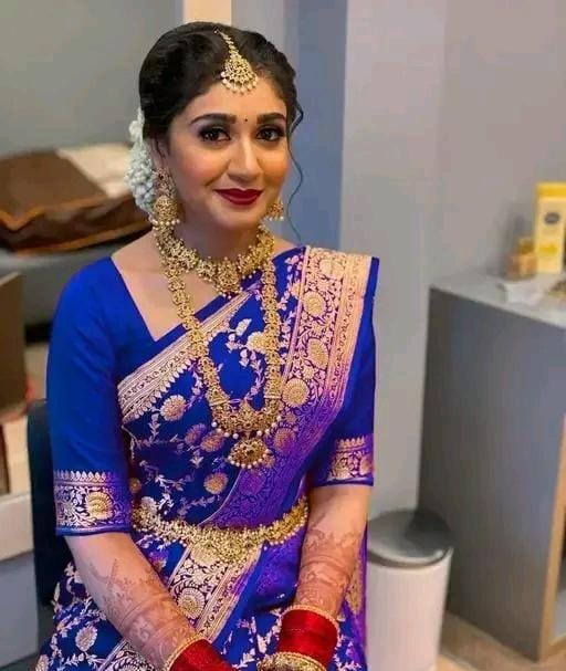 Solid plain women silk blend saree