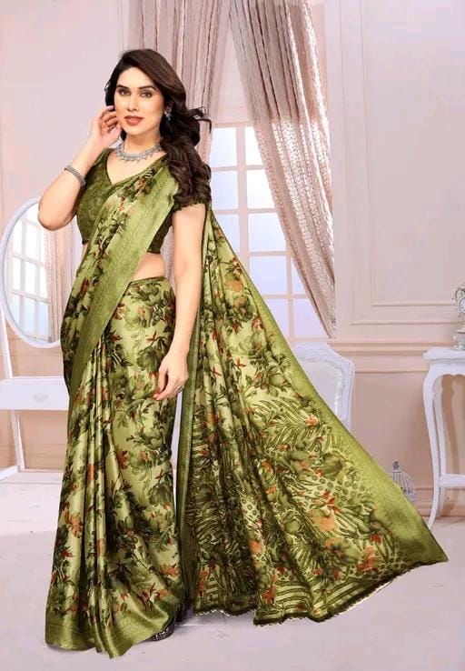 Fany print printed silk saree with blouse