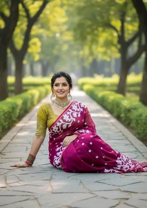 Red magenta colour soft jamdani saree