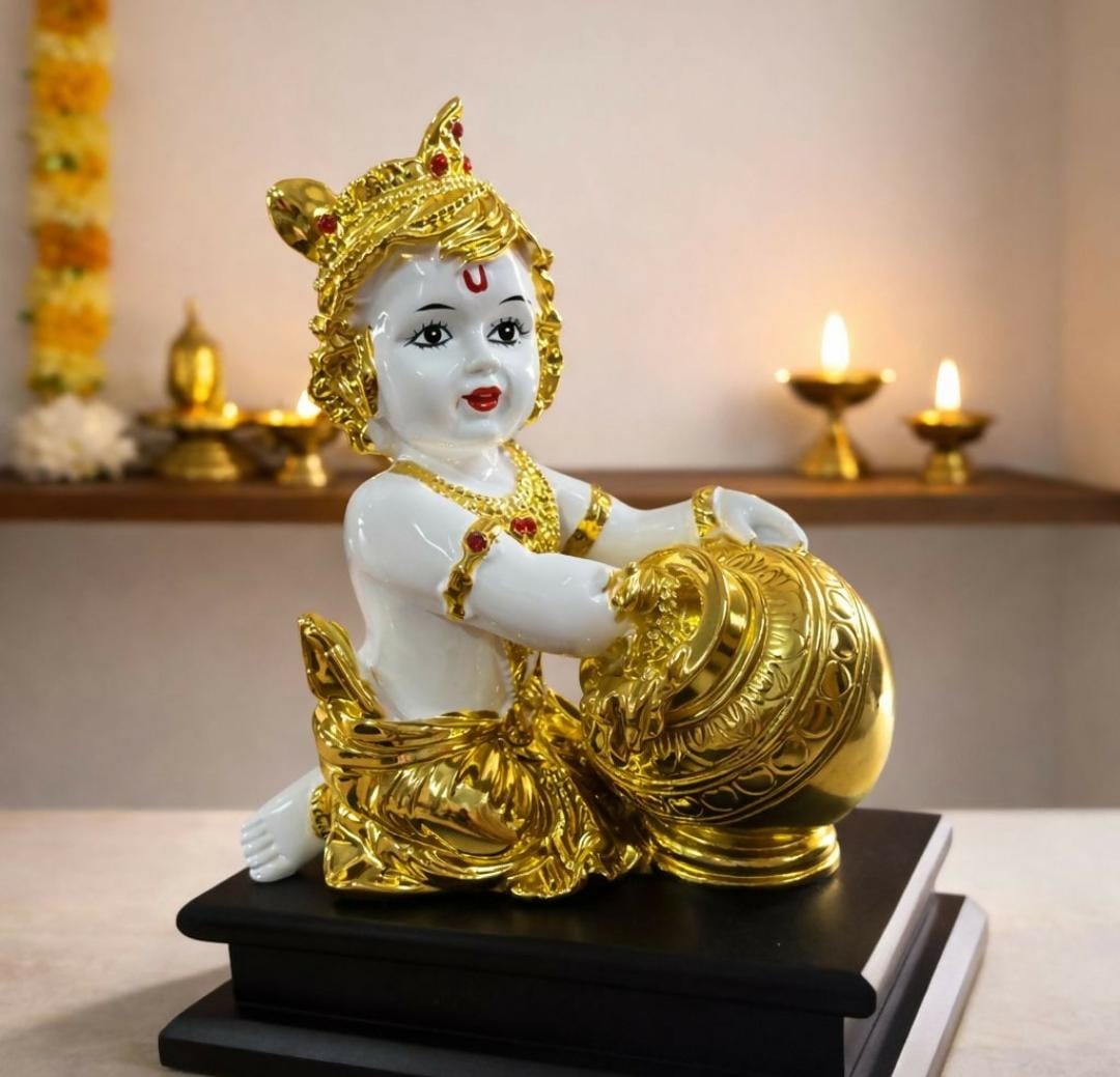 Golden Krishna murti for home