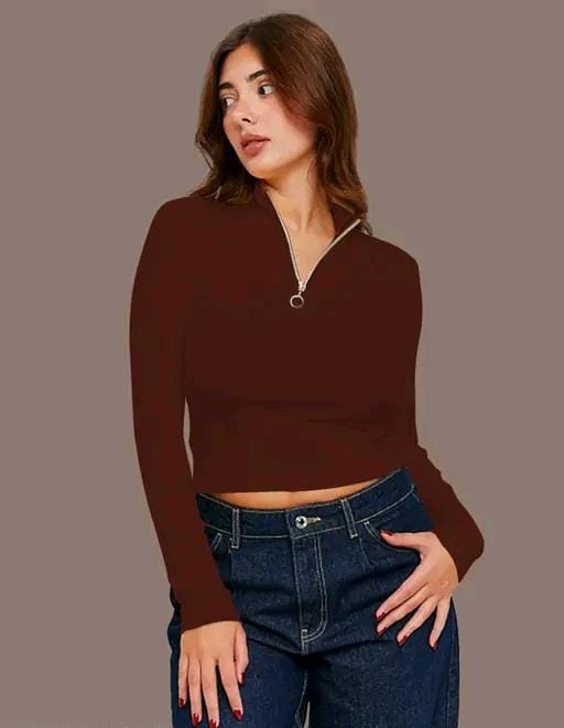 Casual polyester ribbed blend round neck full sleeves stylish