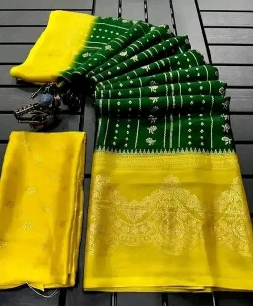 Fancy printed saree with pallu blouse