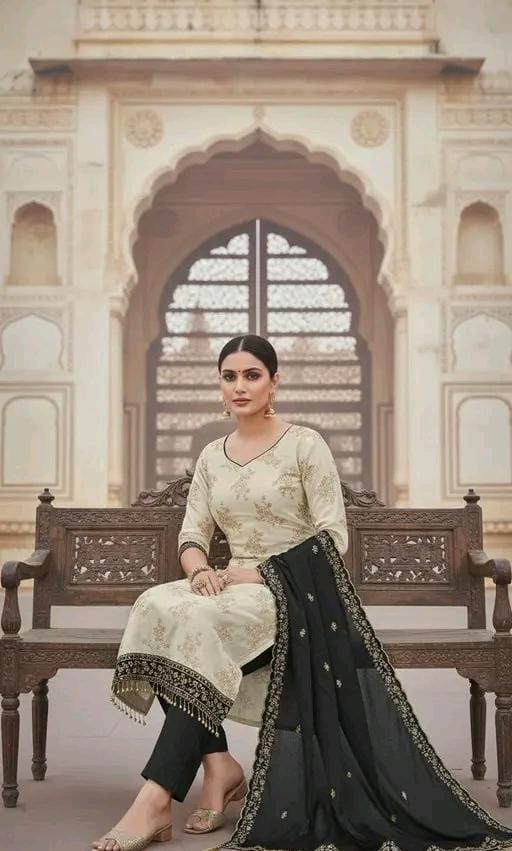 Lavza women classic jeorgette frock plazzo set suit