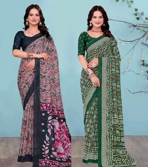 Fancy georgette printed saree for women
