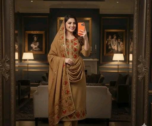 Cotton chanderi silk gota patti suit for women