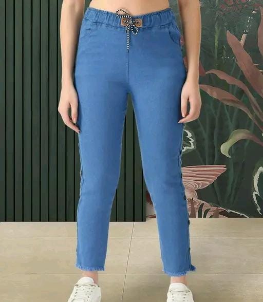 Denim side buttoned jeans