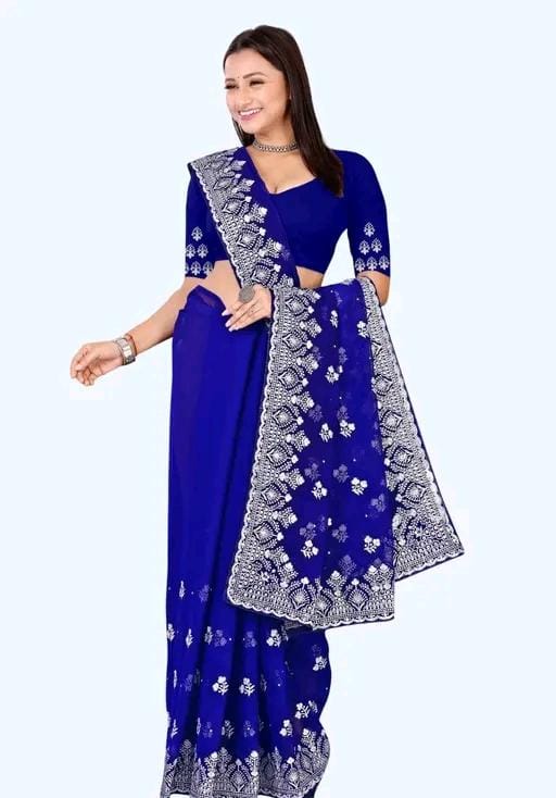 Heavy work fancy saree with full (stone) hardwork saree