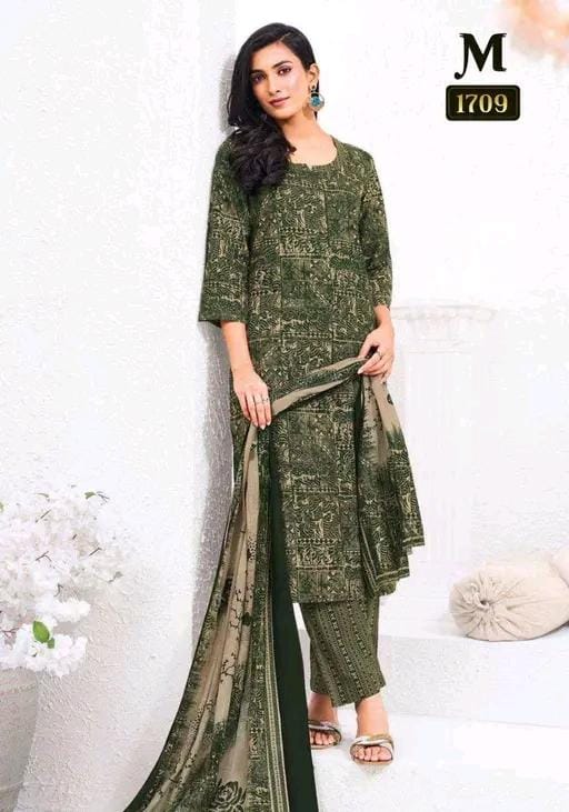 Polyster/crepe fabric women's multi color printed salwar suit