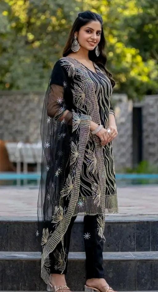 Party wear jaipuri designs black colour ne suit