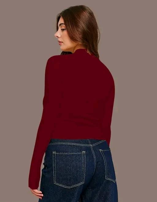 Casual polyester ribbed blend round neck full sleeves stylish