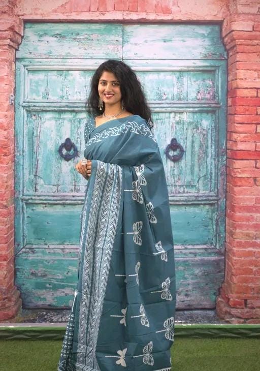 Cotton mulmul saree with blouse