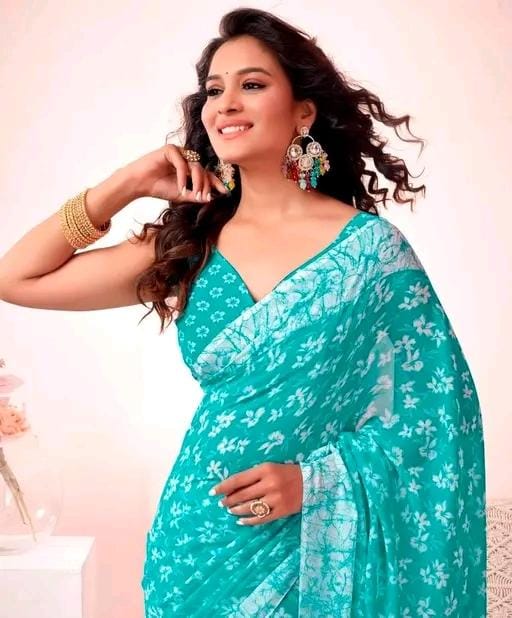 Pack of -2 best daily wear georgette printed saree with blouse