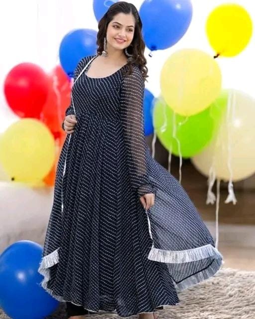 Women fancy georgette akarkali gown with dupatta
