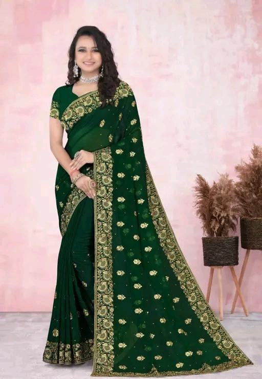 Heavy work with full diamond (stone)handwork saree
