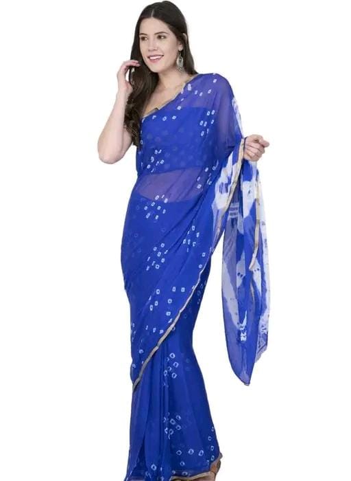 Fashions chiffo  bandhani printed saree with blouse